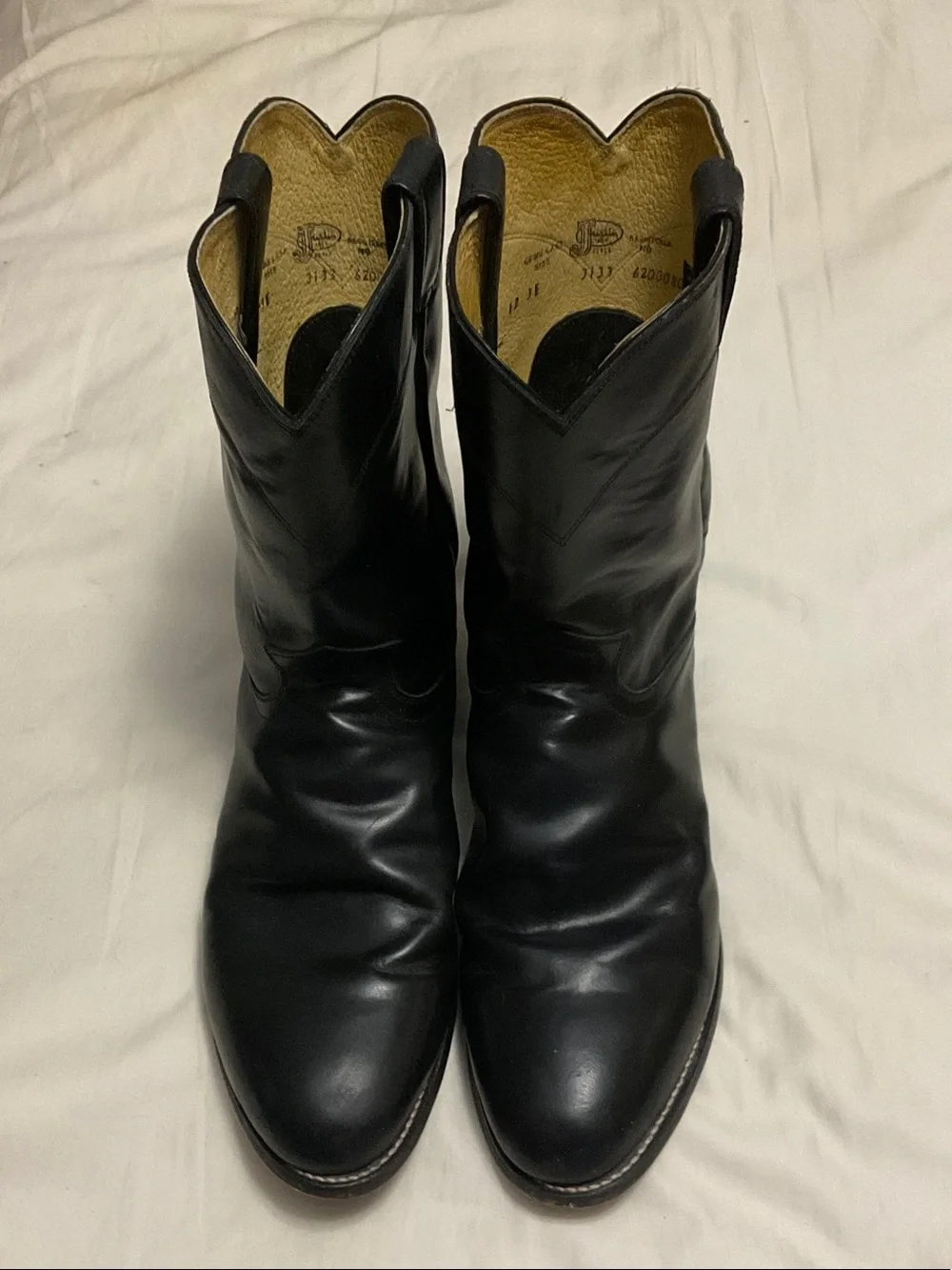Justin Roper 3133 Boots Black Leather Western Boots 12 E3 Men’s